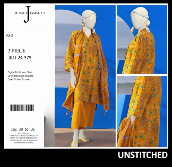 "JUNAID JAMSHED" Printed Lawn | Unstitched Collection 3 Pieces Casual Wear| Summer