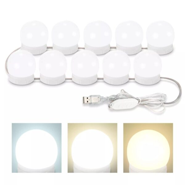 Vanity Mirror Lights – Usb Vanity Lights Makeup Lighting 10 Dimmable Light Bulbs - Image 2