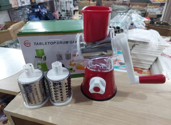 TableTop Drum Grater | Manual Vegetable Cutter Slicer & Grater | Multi-Functional Kitchen Gadget (Random colors) - Image 2