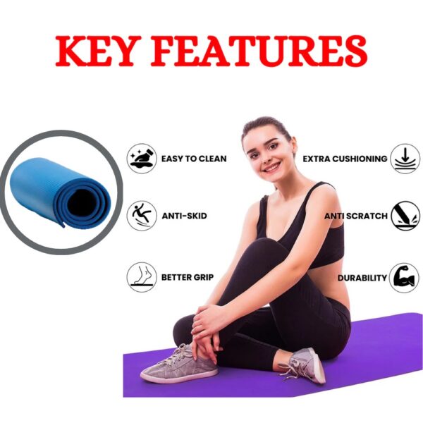 Yoga Matt Non-Slip Exercise Gym Flooring Mat Premium Quality For Men and Women Multi Purpose Uses (random color) - Image 14