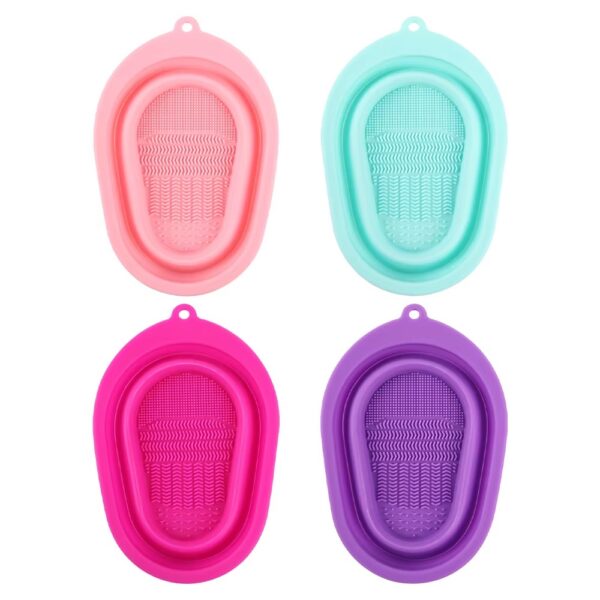 Makeup Brush Cleaning Mat Bowl, Soft and Durable Silicone Cosmetic scrubber bowl (Random color) - Image 4