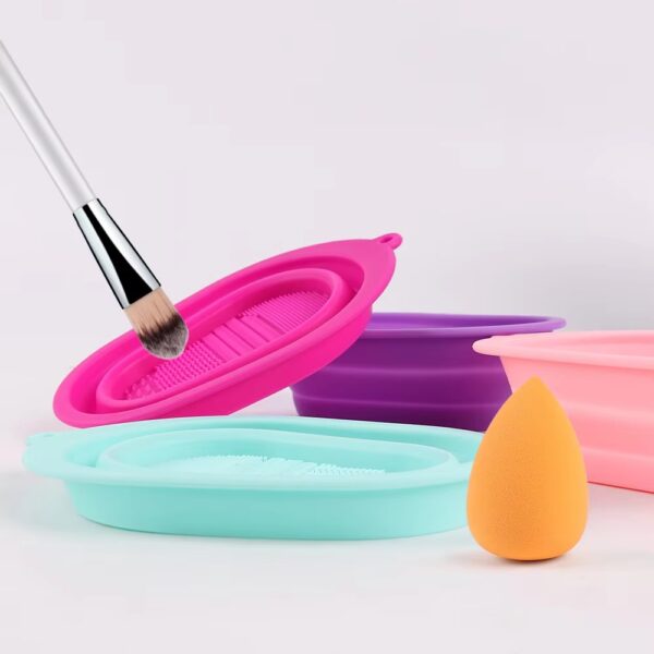 Makeup Brush Cleaning Mat Bowl, Soft and Durable Silicone Cosmetic scrubber bowl (Random color) - Image 5