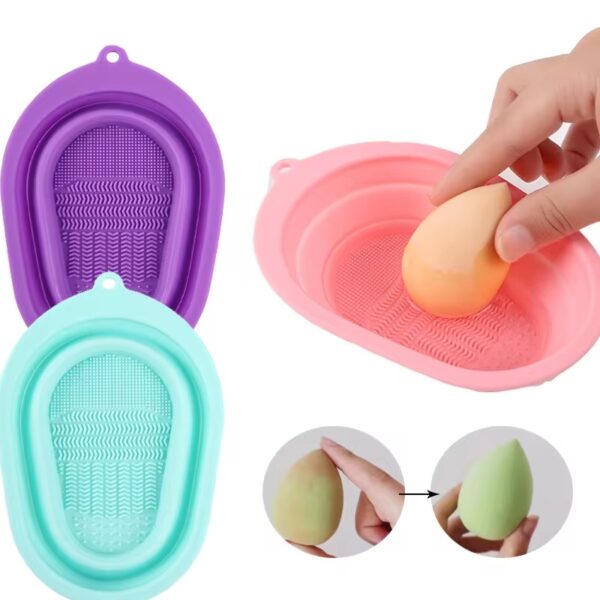 Makeup Brush Cleaning Mat Bowl, Soft and Durable Silicone Cosmetic scrubber bowl (Random color)