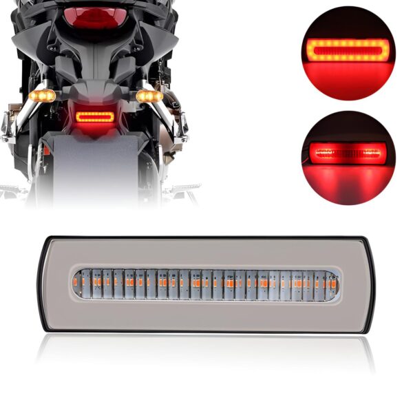 1 pc  LED Motorcycle Light Moto Rear Lights 40 LED Dual Color Light Guide Flow Direction Turning Brake Tail Lamp