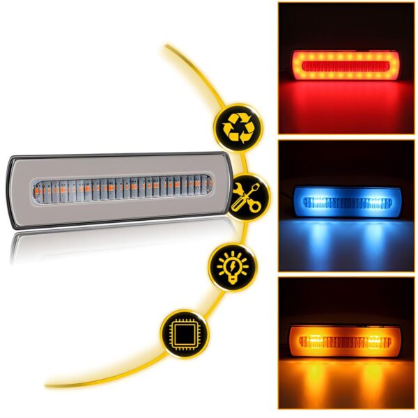 1 pc  LED Motorcycle Light Moto Rear Lights 40 LED Dual Color Light Guide Flow Direction Turning Brake Tail Lamp - Image 3