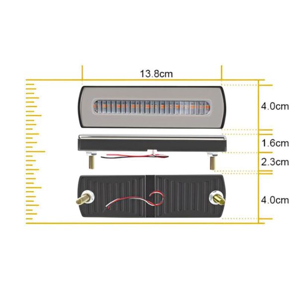 1 pc  LED Motorcycle Light Moto Rear Lights 40 LED Dual Color Light Guide Flow Direction Turning Brake Tail Lamp - Image 7