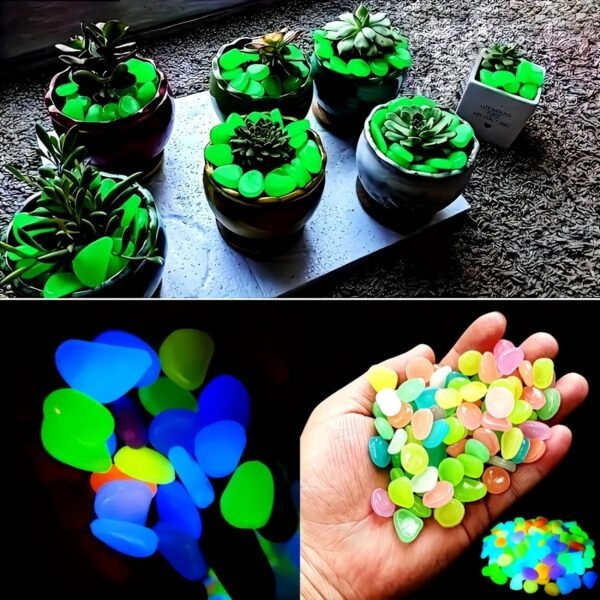 100 Pieces Glow In The Dark Pebbles, Resin Luminous Stones For Landscape, Garden Paths, Potted Plants, Parks, Aquarium Decor (Random color) - Image 3
