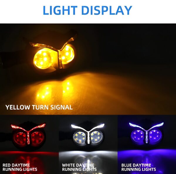 Pack of 2 pcs Owl Style Dual Color Motorcycle Driving Headlight, Turn Signals Light, Fog Lamp for all bikes (Random Color) - Image 5