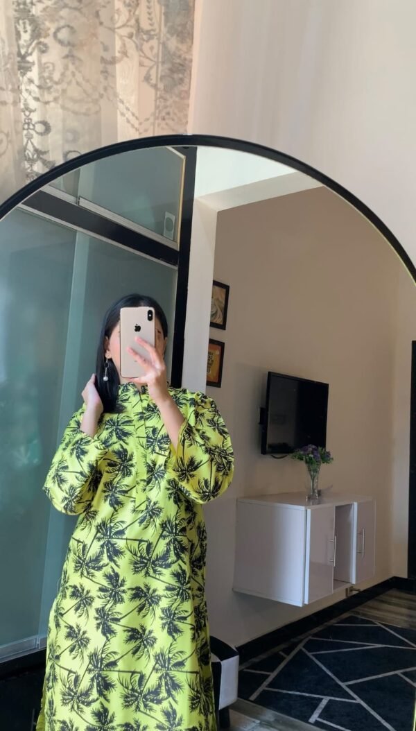 ( lemon )  PALM TREE  Design Block Print  Stitched Suits casual wear for girls ( Lilen) - Image 4
