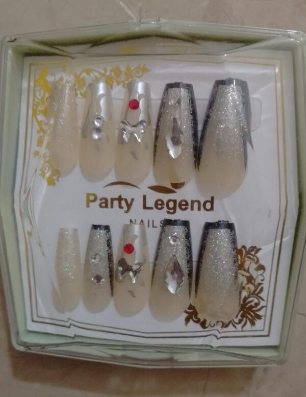 10 Pcs nails with Sticker Handmade beads nails with sticker (Random Design) - Image 4