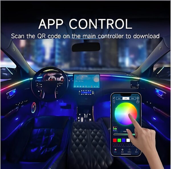 App control Symphony Atmosphere Light Car Interior Lights Decorative Ambient Lights USB Fiber Optic Lights Smart App Control Lights Multi-color (1pc) (110cm/43inch 35cm/13 inch) - Image 8