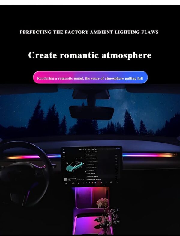 App control Symphony Atmosphere Light Car Interior Lights Decorative Ambient Lights USB Fiber Optic Lights Smart App Control Lights Multi-color (1pc) (110cm/43inch 35cm/13 inch) - Image 6