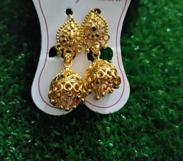 1 Pair Golden antique jhumke - Image 2