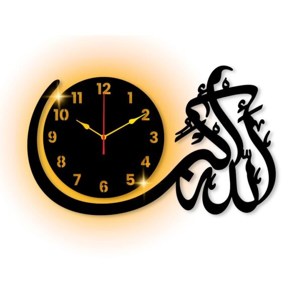 ( With light )  Allah hu Akbar Wall Clock I Wall clocks for bedroom I Quartz Watch DIY Design - Image 2