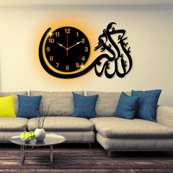 ( With light )  Allah hu Akbar Wall Clock I Wall clocks for bedroom I Quartz Watch DIY Design