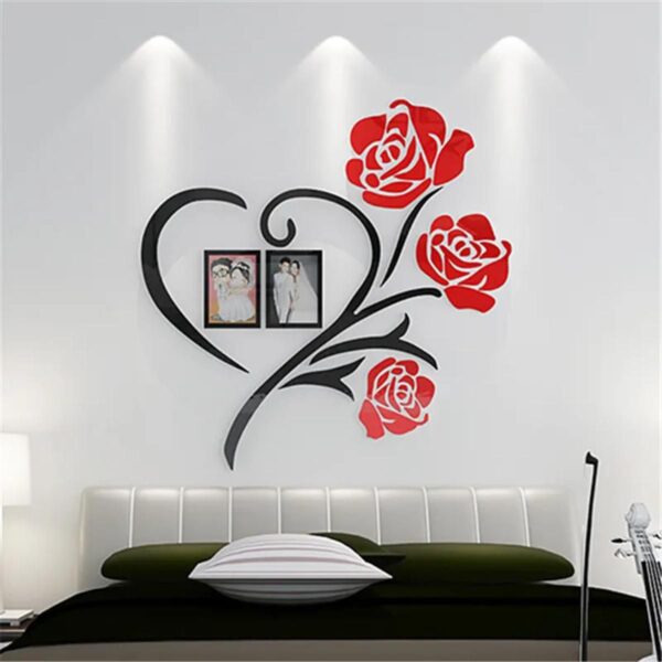 Red Rose Flower Wall Decoration Art Home Decorations - Image 2