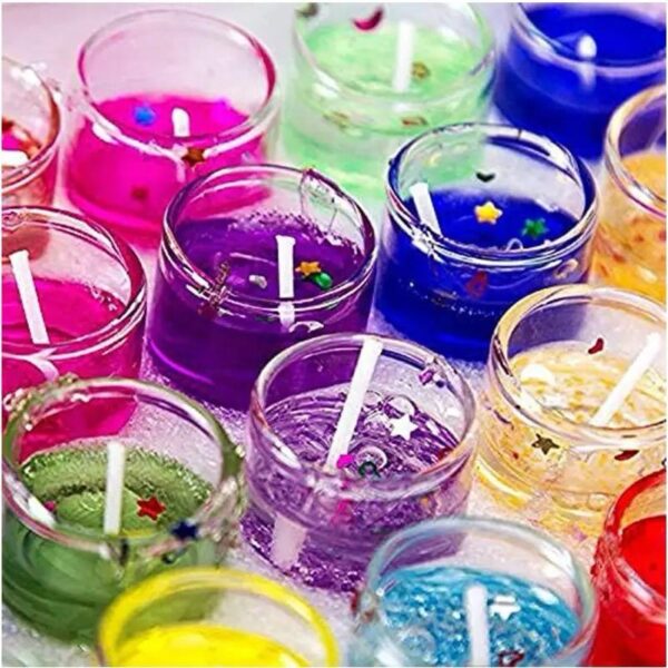 Set of 12 pcs - Smokeless Romantic Glass Candle | Mini Glass Jelly Gel Candles for Home Decor (random color) - Image 8