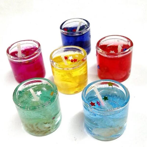 Set of 12 pcs - Smokeless Romantic Glass Candle | Mini Glass Jelly Gel Candles for Home Decor (random color) - Image 7