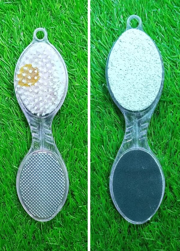 4 In 1 Foot scrubber | Multi Use Pedicure Paddle Brush - 4 Step Pedicure Cleanse, Scrub, File And Buff (Random color) - Image 2