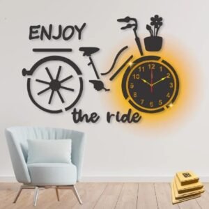 3d wall clock bicycle style Wooden Clock