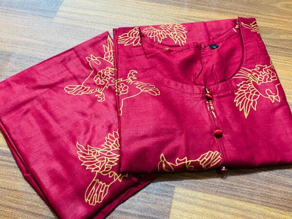 ( mehroon  ) Sparrow Block print Stitched Suits casual wear for girls  (Lilen) - Image 3