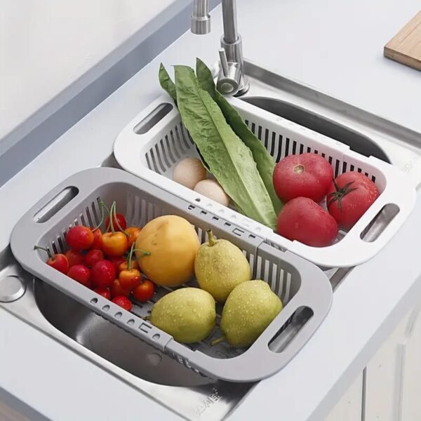 Kitchen Plastic Dish Drainer and Drying Rack Sink Basket for Washing Bowls Utensils Vegetables Fruits Storage Organizer (Random color) - Image 4
