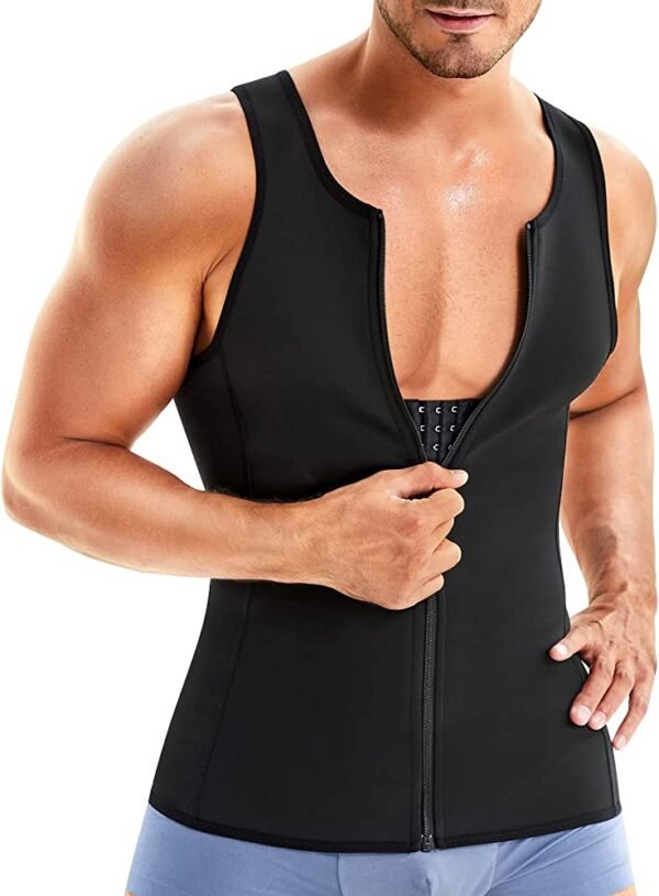 Hot Shapers Slimming Shirt Zipper Body Shaper Instead Slim Shirt For Men Black - Image 2