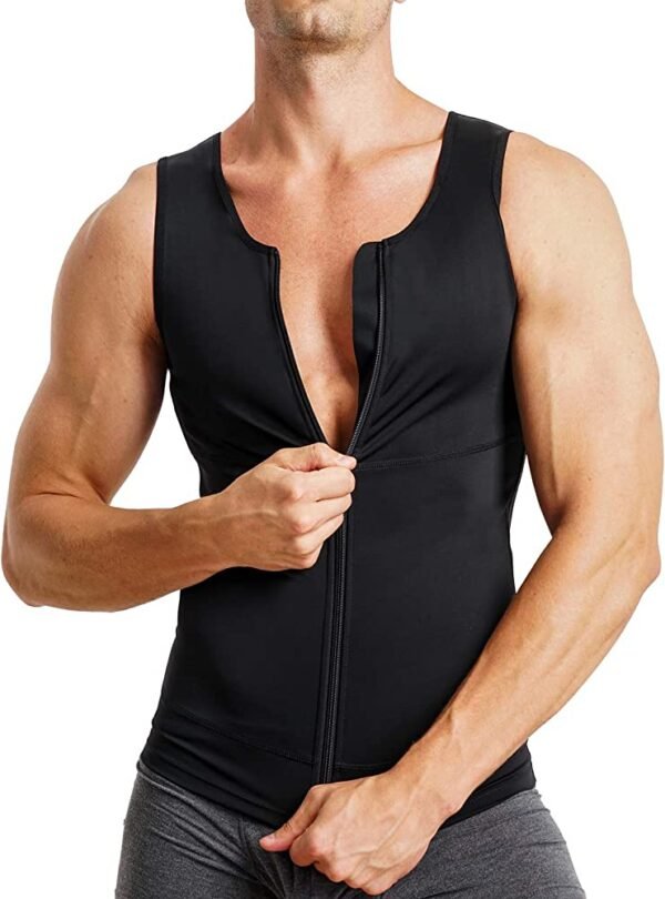 Hot Shapers Slimming Shirt Zipper Body Shaper Instead Slim Shirt For Men Black - Image 4
