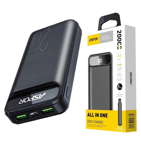 Aspor A396 Pd 20000mah Power Bank  (random color)