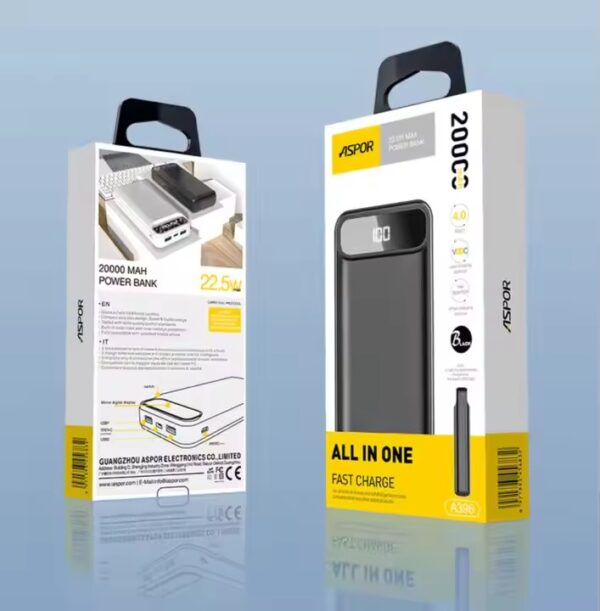 Aspor A396 Pd 20000mah Power Bank  (random color) - Image 4