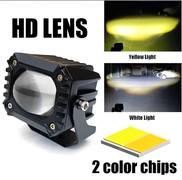 WIDE LENS SPOTLIGHT HEADLIGHT 9D LENS YELLOW / WHITE BEAM FOG LIGHTS   FOR ALL CARS AND BIKE