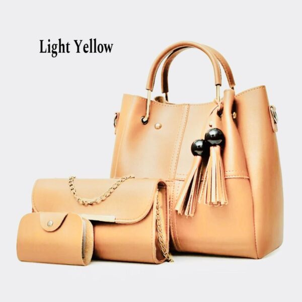 High Quality Cynthetic Leather 3 Piece Hand Bag Set With Hand Clutch And Mini wallet - Image 2