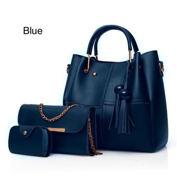 High Quality Cynthetic Leather 3 Piece Hand Bag Set With Hand Clutch And Mini wallet - Image 6