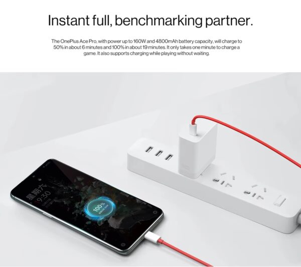 One 1+ plus 160W SuperVOOC Super Fast charging with Type C TO C Charging Cable Flat Pin - Image 2