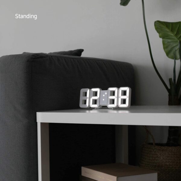 White 3D Led Digital Clock, Desk Alarm Clock | Home Decoration Wall Clock For Bedroom Office Living Room - Image 6