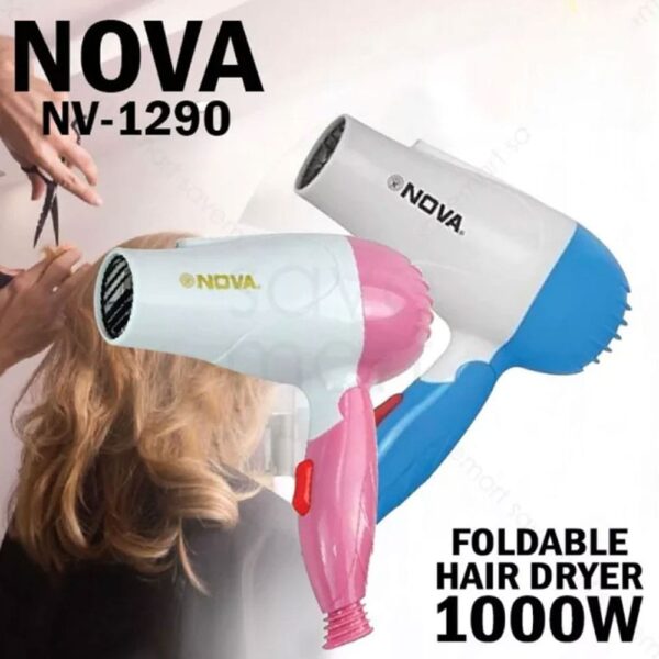 Nova Foldable Hair Dryer - NV 1290 (Random Color) - Image 2