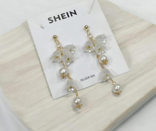 SHEIN elegant pearl and flower drop earrings for Women Girls - Image 2