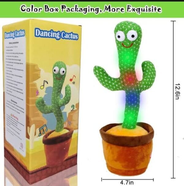 Dancing Cactus Talking Toy, Cactus Plush Toy, Wriggle & Singing Recording Repeat What You Say Funny Education Toys for Babies Children - With Box - Image 2