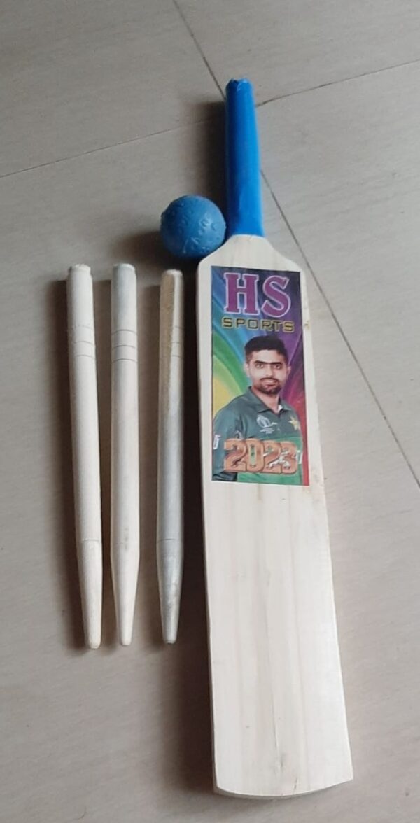 Wooden Bat Set with wickets and ball Recommended For 1 To 5 Year Kids - 80 cm - Image 2