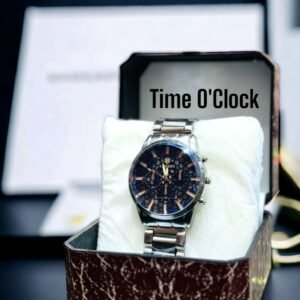 Time O'Clock Men Silver Analog Chain Wrist Watch (Random dial design & Color)