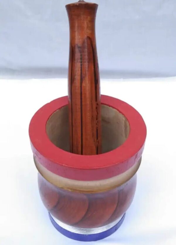 Wooden Handmade Rose Wood Mortar And Pestle Lakri ka Hawan Dasta Data | Imam Dasta - Image 2