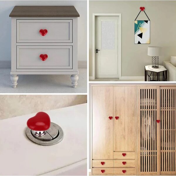 HEART SHAPED TOILET PRESS  Heart Shaped Cabinet Door Pull Handle Adhesive Toilet Button Assistant,Home Decorative Supplies for Toilet, Bedroom, Kitchen - 1 Pc