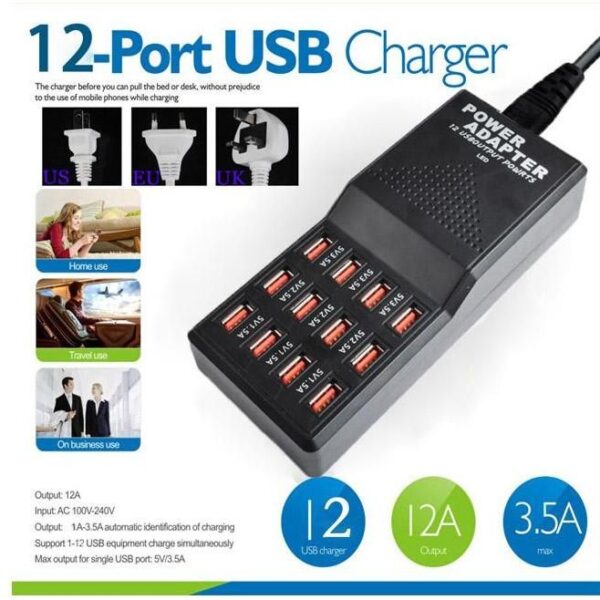 12 Ports USB Charger Station 12AMP  USB Charging