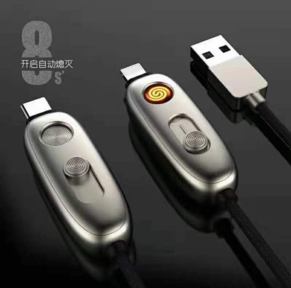 USB Lot Imported Metal Charging CABLE with LIGTHER (gray) - Image 2