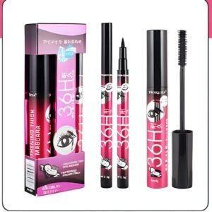 YANQINA Black Liquid Eyeliner + 3D Mascara (2 in 1) Quick Drying Waterproof Non-smudge Eye Liner Pencil Makeup Set