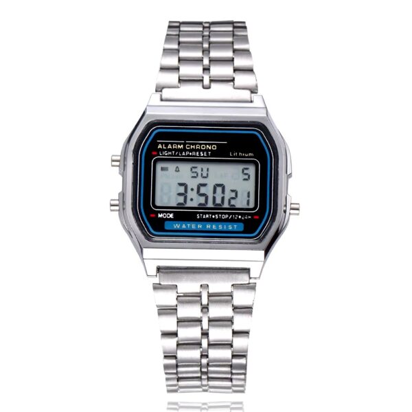 (silver )  Classic Men Women LED Digital Stainless Steel Wrist Watch  (without box ) - Image 2