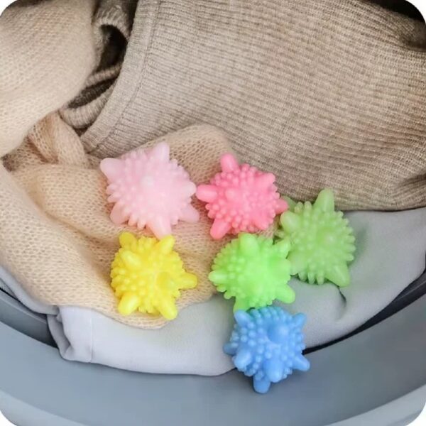 (PACK OF 6) Magic Laundry Ball Reusable Household Washing Machine Clothes Softener Remove Dirt Clean (Random Color)