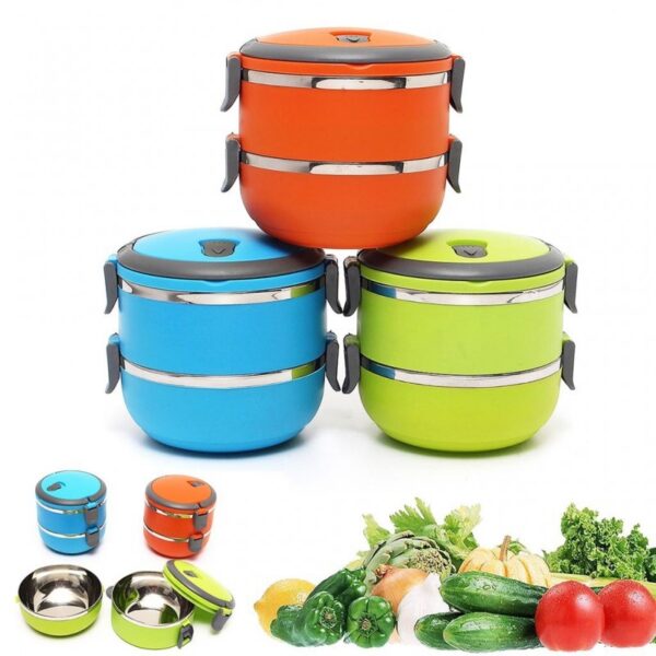 2 Layer Easy Portable Lunch Box ·Non-toxic, health and Safety (random color)