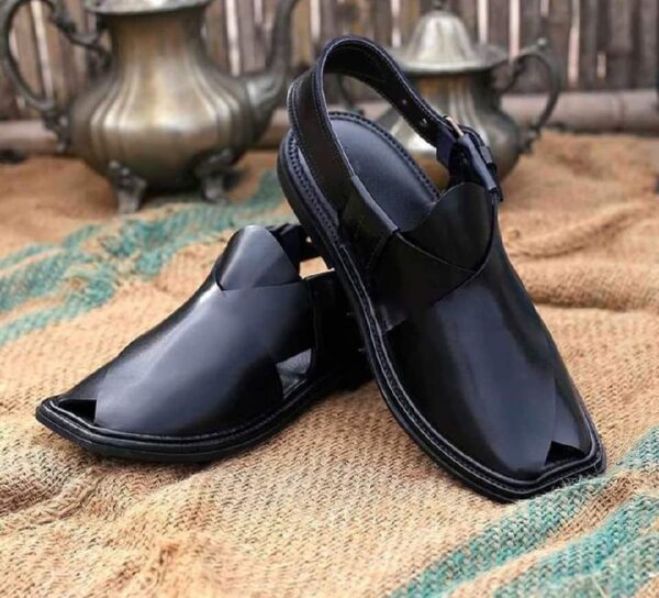 (Black ) Peshawari Traditional Chappal for mens pure leather handemade - Image 5