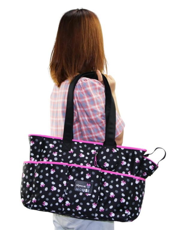 Stylish Disney Minnie Mouse Diaper Bag Set with Changing Pad & Bottle Holder